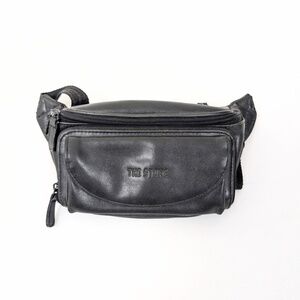 The Stone Leather Fanny Pack Belt Bag Pockets Adjustable Buckle Black